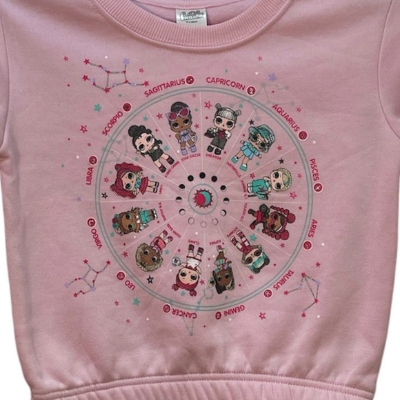L.O.L. Surprise! Girls' Constellations & Zodiac Signs Pink Sweatshirt-S 6-6X NWT - Picture 3 of 6